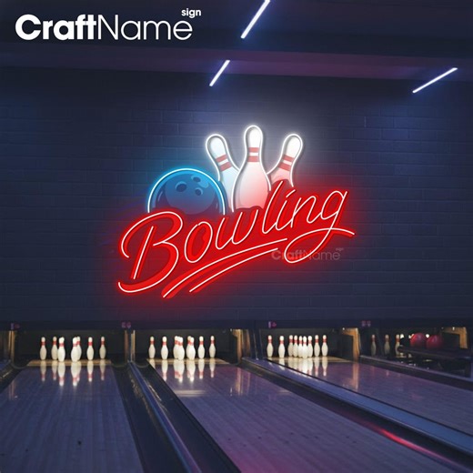 Bowling LED Neon Sign, Glowing Wall Light Decor for Game Room, Man Cave or Entertainment Space - Etsy