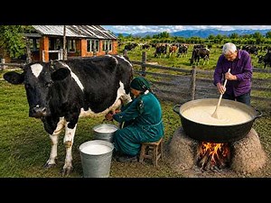Milking Fresh Milk & Making Creamy Cheese | Sweet Grandma & Grandpa