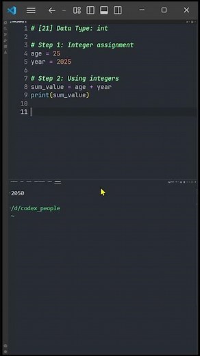 [21] Python Data Type: int | Integer Data Type Explained | Codex People #python #coding #shorts