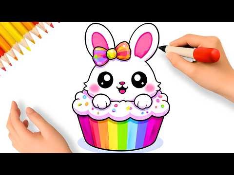 HOW TO DRAW A CUTE KAWAII CUPCAKE 🐰🧁