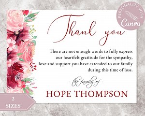 Funeral Thank You Card I Editable Canva Template I Memorial Thank You I Celebration of Life I in Loving Memory I Funeral Sympathy Card - Etsy