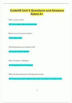 CodeHS Unit 5 Questions and Answers Rated A1029