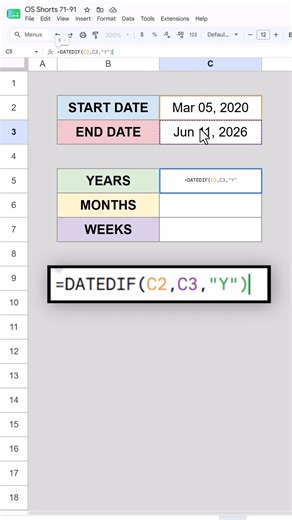 Years, Months, & Weeks in Google Sheets