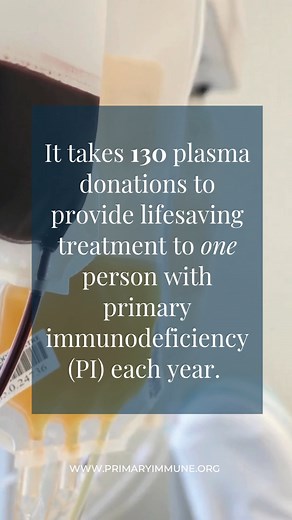 Plasma is used to create immunoglobulin (Ig) therapy- one of the most important and successful therapies for people with primary immunodeficiencies (PI). Ig therapy is lifesaving and is often a lifelong treatment. Share this post to tell others about the importance of plasma! | Immune Deficiency Foundation