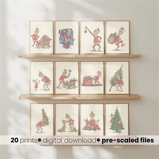Grinch Christmas Art Prints, Holiday Decor Set of 20 (digital Download) - Etsy