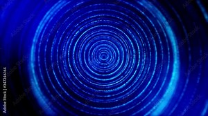 4k seamless looped science-fiction blue background with radial structures, particles oscillate and move smoothly, like element of information graphics on sci-fi panel HUD. Rings 9