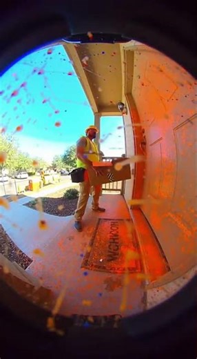 Construction Worker Paint Shock 😂 (Caught on Ring Camera)