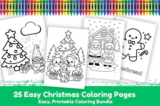 25 Christmas Coloring Pages for Kids | Printable Holiday Sheets | Easy | Instant Download - Etsy Canada
