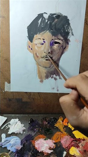 learn how to draw a face with Loomis method/ learn how to draw with oil colors/ challenge video