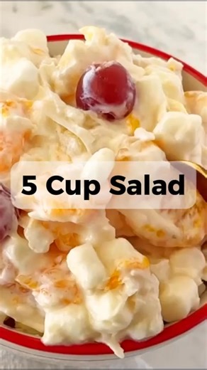25K views · 75 reactions | This 5 cup salad is a quick and creamy vintage fruit salad made with pineapple, mandarin oranges, marshmallows, coconut, sour cream, and maraschino cherries. A potluck favorite! | I Heart Naptime | Facebook