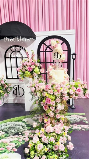 The highlight of my weekend, five tiers of floral glam separated with a chandelier for Brooklyn’s baby shower. Still pinching myself over this one. #babyshower #cakesoftiktok #caketok #bakersoftiktok #dmvtiktok