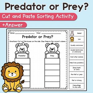 Predator and Prey – Cut and Paste Sorting Activity Worksheets