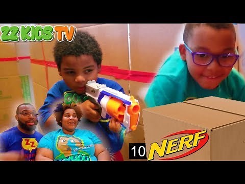 ZZ Kid’s Big Box Fort Nerf Maze Challenge!