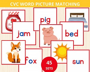 Cvc Word Cards,cvc Word and Picture Matching Activity,cvc Word Matching,cvc Reading Activity,phonics Flashcards,phoneme Flashcards,prek Abc - Etsy