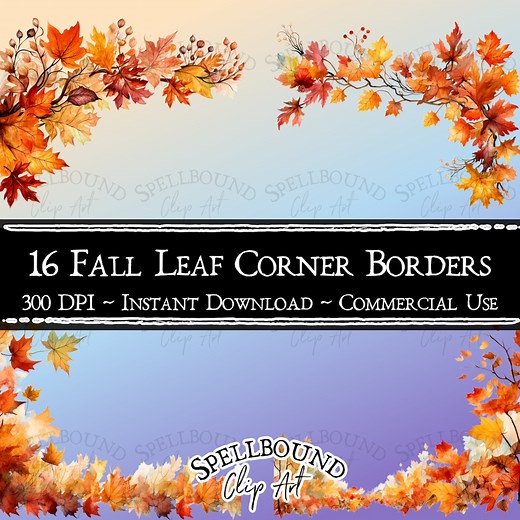 Fall Leaf Corner Border Digital Clipart, Commercial Use, Instant Download, Fall Leaves Clipart, Fall Clipart, Autumn Clip Art - Etsy