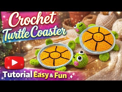 🐢So satisfying... Crochet Coaster Tutorial‼️Super Cute Viral Crochet Turtle Coaster