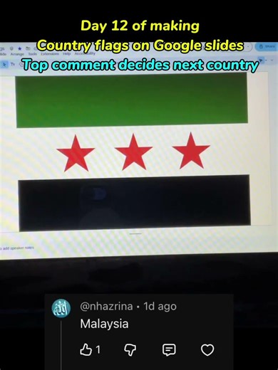 Day 12 of making Country Flags on Google Slides 🇺🇿🇸🇾🇿🇦🇲🇾🇦🇴 #geo #geomapper #geography