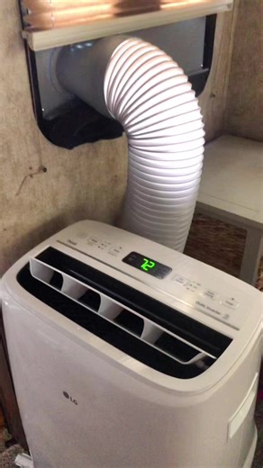Super exicited to have this portable LG air conditioner hooked up and ready for the next #100degreeweather day so much quieter than the jet plane powered OEM one on the roof that did not cool is down when temps reached 105 recently #rvlife #rvac #rvchillin #lg #quietac #nomorenoisyfan #nomorenoisyac