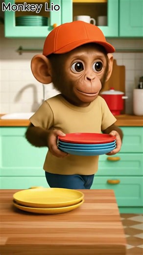 Funny Monkey Buys Plates at the Supermarket 🛒🍽️ Monkey Shopping Video