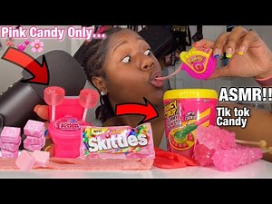 ASMR EATING PINK FOODS ONLY! | Tik Tok Juicy Drop
