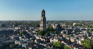 New Renovated dom tower, cathedral and icon of the city Utrecht, The Netherlands.