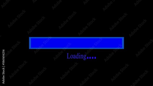 Blue Loading Bar Animation with Loading Text for Website Preloader, App Interface and System Progress Indicator on Dark Background