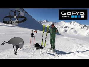 //GoPro-Halterungen beim Skifahren.// 6 verschiedene Halterungen