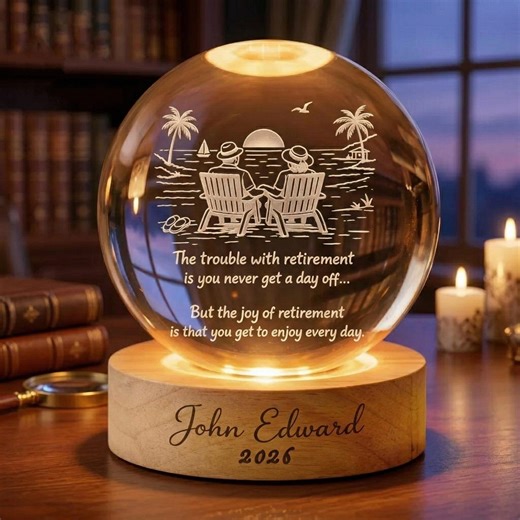 Personalized Retirement Crystal Ball Light Night, Happy Retirement LED Light,custom Retirement Gift for Boss Co Worker, Retired Gift for Her - Etsy