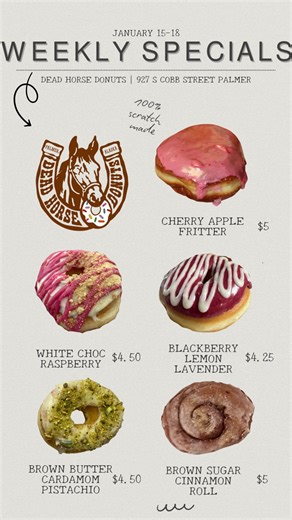 This weeks rotating flavors! Don’t worry, we always have the OG flavors as well! Open Thursday-Sunday 7am-1pm or until sold out #fyp #donutshop #scratchdonuts #palmer #alaska #donuts