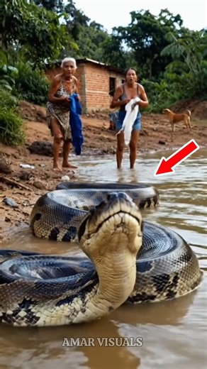 They Were Washing Clothes… Then This GIANT Snake Appeared 😱🐍 #shorts