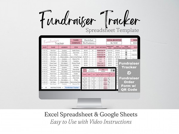 Fundraiser Tracker Spreadsheet Template, Fundraising Template Google Sheets, Sports Donations Form School Excel Nonprofit Organization Sheet - Etsy