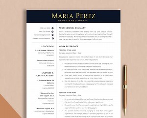 Modern Nursing Resume Template Google Docs, Word & Pages, New Grad RN Resume Template Nurse, Medical Assistant, Nursing Student Cover Letter - Etsy