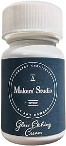 Glass Etching Cream | Etching Cream for Glass | Use with Glass Etching Stencils to Create Etched Glass & Frosted Glass Designs on Wine Glasses, Glass Vases, Glass Decor, and More | A Makers Studio