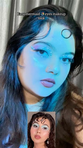 Mermaid 🧜 eye makeup look #reelitfeelit #beautytiips #makeuptutorial #tipsntricks ##mermaid #yt