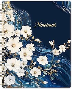 Spiral Notebook - Notebook Spiral Bound, Notebooks Journal with Thick Paper & Back Pocket, with Twin-Wire Binding, College Ruled Notebooks, 8.5 x 11 (160 Pages, Floral)