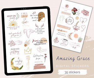 Amazing Grace Digital Stickers | Bible Journaling, Goodnotes (PNG, PDF) - Etsy