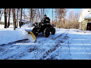 Snow Plowing Back Blade and Cleanup with a Yamaha Grizzly 700 ATV