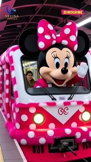 Cutest Minnie Mouse Themed Train 💖🎀 #shorts #cute #minniemouse #subwaytrain #shortsfeed