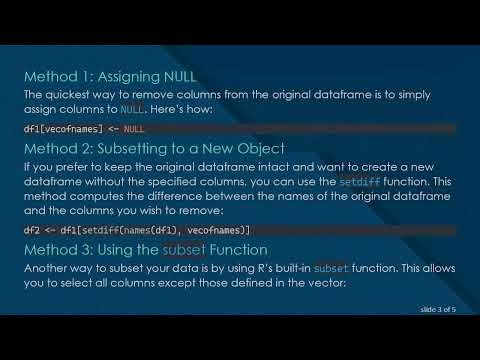 How to Remove Columns in a Dataframe in R Using Values from a Vector