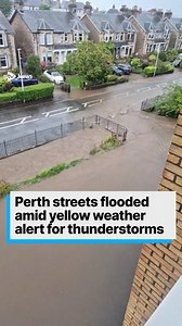Perth streets flooded amid yellow weather alert for thunderstorms #news #scotland #weather #rain #perth | STV News