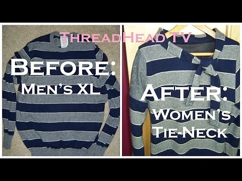 CASHMERE Sweater Sew REMAKE: How to Turn Men's XL into Women's Tie Neck