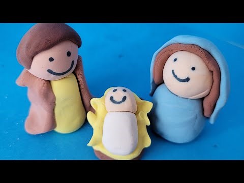 How to make a Nativity Scene with Jesus, Mary, and Joseph out of model magic clay ‪@artmakeslifemeri‬