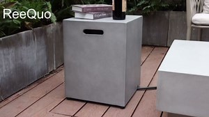 Propane Tank Cover Table, 20 LB Propane Tank Storage Box, Modern Outdoor Gas Tank Covers Hideaway Table for Propane Fire Pit and Gas, Round Tank Holder with Handles ( Brown ) 16 X 16 X 20inch