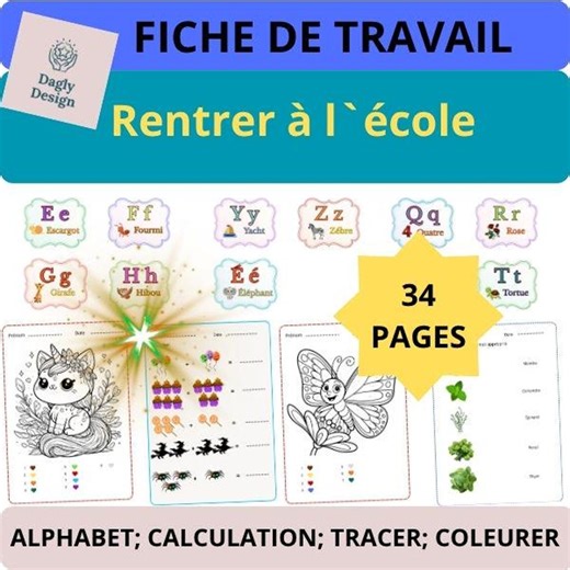 Worksheets for Learning the French Alphabet, Counting Math, Tracing Pictures With Words and Coloring Pages - Etsy Canada
