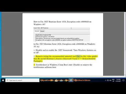 Fix .NET Runtime Error 1026, Exception code c00000fd on Windows 10/8/7