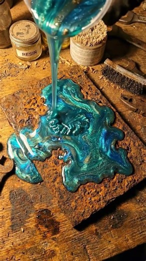 Rusty Metal Restored with Resin Art #fypシ #diy #interiormaster #lonelysong
