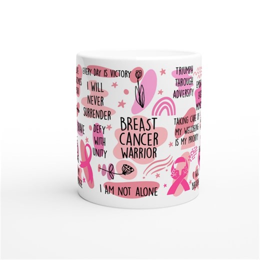 Breast Cancer Warrior Mug 11 Oz – Pink Ribbon Inspirational Coffee Cup – Survivor Strength Gift – Encouraging Awareness Mug - Etsy