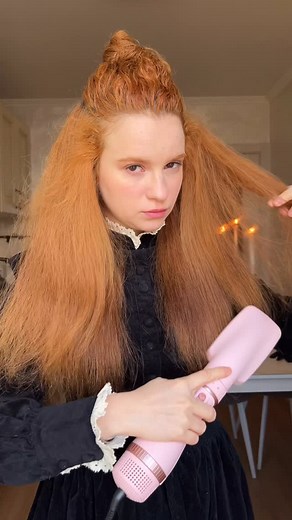 Reira on Instagram: "I’m a huge fan of Vampire aesthetic 🧛🏻‍♀️ and I was really inspired to create Gothic hairstyle with @wavytalkofficial 5 in 1 brush (Hair dryer and Styler set). It’s way better than a regular iron cos it doesn’t damage your hair and it takes less time for styling.🔥 #wavytalkhair #wavytalk #nosferatu #vampire #curlyhair"