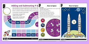 Add and Subtract 9 Space Race Board Game