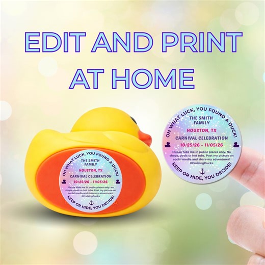 Large Printable 2" Round Circle Cruising Duck Stickers, Edit in Canva, Customized Rubber Duckie Label - Etsy